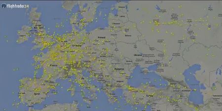 Video: 38 hours of European air traffic in a clip that’s just over one minute is very cool