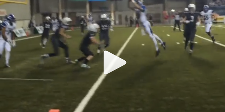 Vine: High school quarterback scores amazing front-flip touchdown