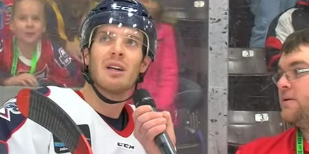 Video: How many ‘meows’ can a hockey player fit into a 40 second interview?