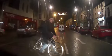 Video: Galway lad caught on dashcam cycling like an absolute eejit