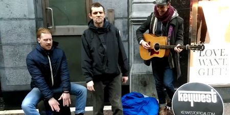 Video: Keywest holds amazing impromptu jam session with talented homeless rapper on Grafton Street
