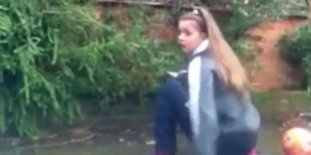 Vine: Girl shows off her keepy-uppy skills and slips on her arse like Gerrard…twice