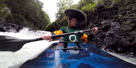 Video: Watch as a sombrero-wearing Irishman plunges over a 40ft waterfall