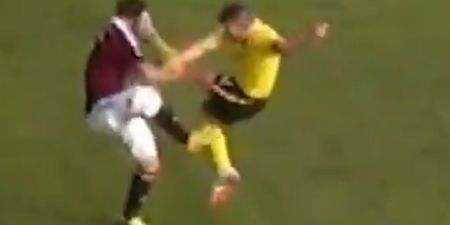 Video: This horrendous boot-to-the-face tackle in Scotland somehow only merited a yellow card