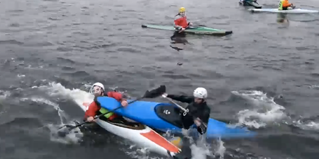 Video: Canoe polo player accidentally smashes into opponent’s face in Galway
