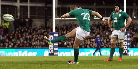 Pic: Someone or something was shining down on Ian Madigan as he kicked a penalty against France