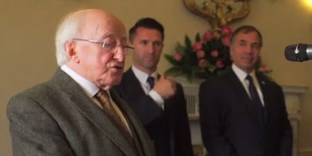 Video: President Higgins pays a special tribute to Robbie Keane at Áras an Uachtaráin