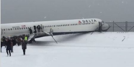 Video: Plane skids off a New York runway during a snowstorm