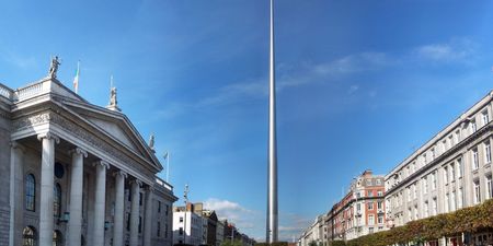This GOAL poster shows what O’Connell Street would look like after an earthquake