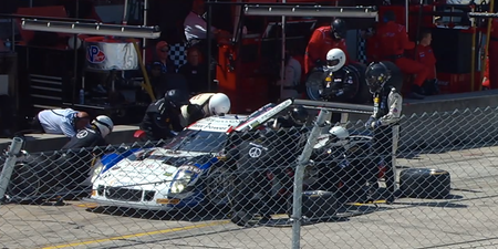 Video: Pit crew member gets absolutely clobbered during 12 Hours of Sebring