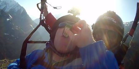 Video: Irishman drinks a shot of Jägermeister while paragliding down a mountain