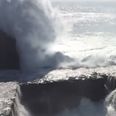 Video: Footage of a woman getting knocked off a cliff by a massive wave in Aran Islands