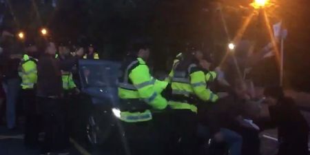 Video: Tánaiste Joan Burton has her car blocked by anti-water charges protestors in Dublin