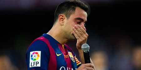 Video: We’re crying watching Xavi cry during his emotional send-off at the Nou Camp today