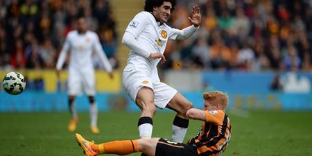 Pic: Manchester United’s Fellaini definitely left his mark on Paul McShane from this nasty injury snap