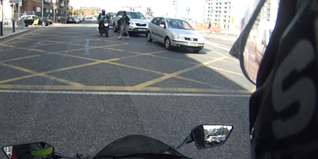 Video: Dublin courier and pedestrian collide in this painful looking crash
