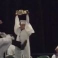 Vine: A guy hits his friend with a Stone Cold Stunner on stage at their graduation