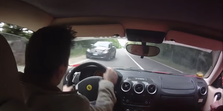 Video: Guy out on Ferrari test-drive comes within inches of crashing