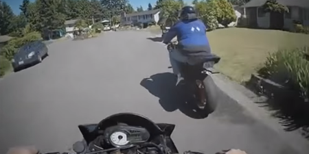 Video: Badass biker chases down and karate kicks motorcycle thief