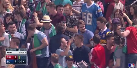Video: An American TV channel were obsessed with these Irish people at a baseball game