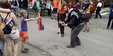 Video: This little girl standing up to a homophobic protester is fantastic