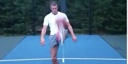 Video: Real Madrid star Gareth Bale pulls off an incredible basketball trick shot with his boot