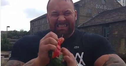 Video: The Mountain from Game of Thrones squishes a melon with his bare hands