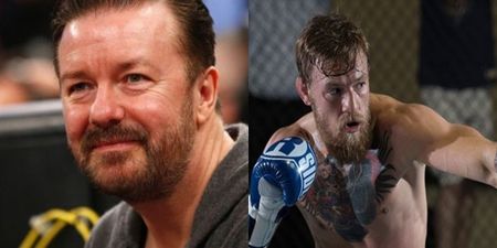 Pic: Ricky Gervais needs curse words to illustrate his admiration for “mighty” Conor McGregor