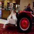 Video: Bride arrives to her wedding reception in Sligo in a transport box on the back of tractor