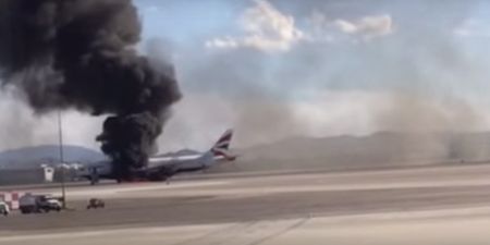 VIDEO: Terrifying scenes as British Airways plane catches fire on runway in Las Vegas