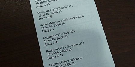PIC: Here’s what this Irish guy’s betting slip for a 7-million-to-one accumulator looks like