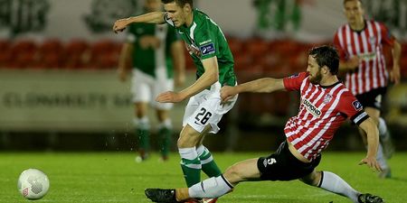 VINE: Derry City’s Ryan McBride with one of the strangest tackles that you’ll ever see