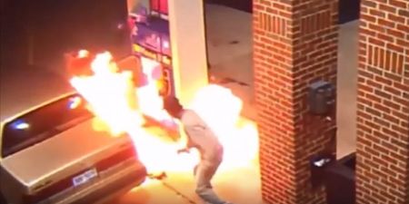 VIDEO: Man uses lighter to kill tiny spider at petrol station… massive fire inevitably breaks out