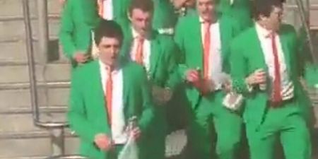PIC: These dapper Irish lads had the best banner at Wembley yesterday