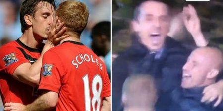 VIDEO: The reaction of Neville, Butt and Scholes to Salford’s winning goal in the FA Cup is brilliant