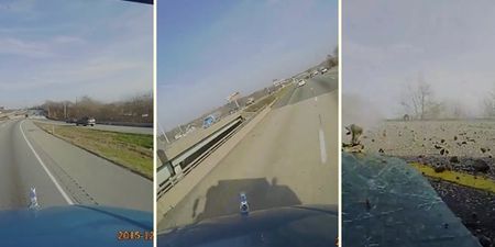 VIDEO: Terrifying dash cam footage of a truck flipping over on a motorway
