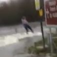 VIDEO: A girl wakeboarding around the flooded roads of Tipperary
