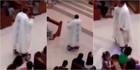VIDEO: Priest suspended after saying mass while riding around on a hoverboard