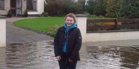 PIC: This girl is stuck in the flood in Galway and needs a tractor to get to placement