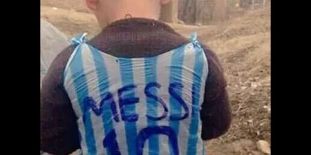 TWEETS: A campaign to identify a child wearing a plastic bag as a Lionel Messi jersey has gone viral