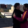 VIDEO: We’d love to know what Jamie Carragher is saying to Luis Suarez as they’re reunited