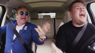 VIDEO: Brilliant early footage of Elton John doing Carpool Karaoke with James Corden