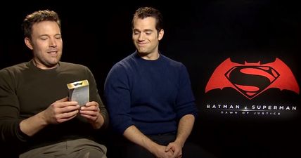 EXCLUSIVE: Ben Affleck and Henry Cavill smell Batman v Superman aftershave for the first time