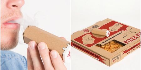 After you’ve eaten this pizza you can make a pipe out of the box