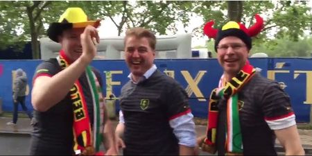 WATCH: These Belgium fans must be closet Irish supporters with jerseys like these