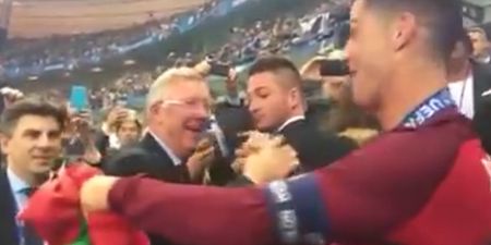 WATCH: Cristiano Ronaldo and Alex Ferguson share touching embrace after Portugal victory