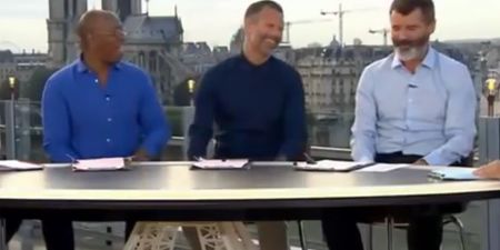 WATCH: Roy Keane didn’t pass up the chance to have a laugh at Ryan Giggs’ expense on ITV