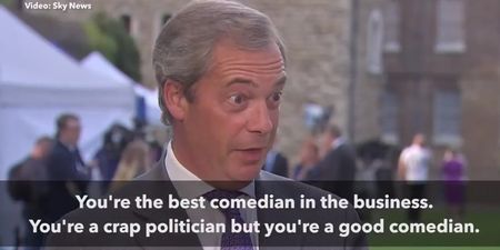 WATCH: Nigel Farage repeatedly insulted by heckler on megaphone during live TV interview
