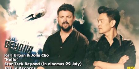 VIDEO: Karl Urban and John Cho compare chest hair and sing an amazing version of ‘Hello’