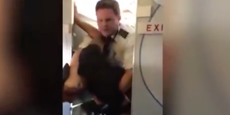 WATCH: ‘Don’t Put Your Hands on My Flight Attendant!’ – Pilot tackles drunk passenger on plane